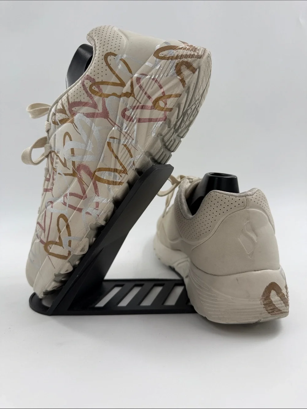 Skechers x JGoldcrown Uno Lite Metallic Love Sneakers Gold Silver Women's Size 5